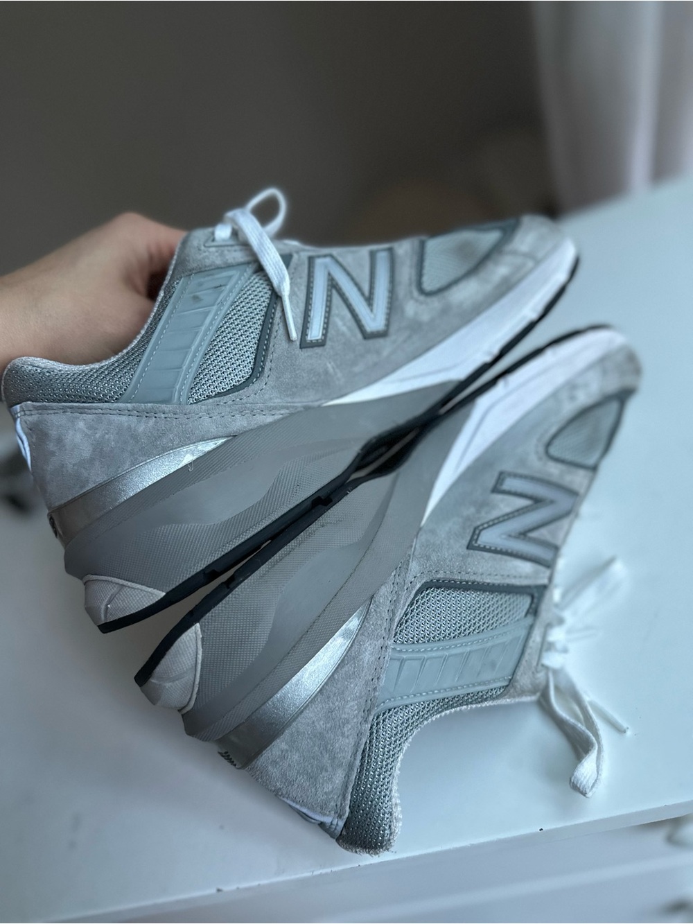 New Balance Women's 990v5 Classic Sneaker — Light Gray